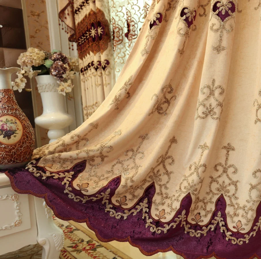 2021 Latest Luxury Curtain Embroidery Customized Curtain Fabric,Europe Ready Made Cortina,Window Curtains For The Living Room