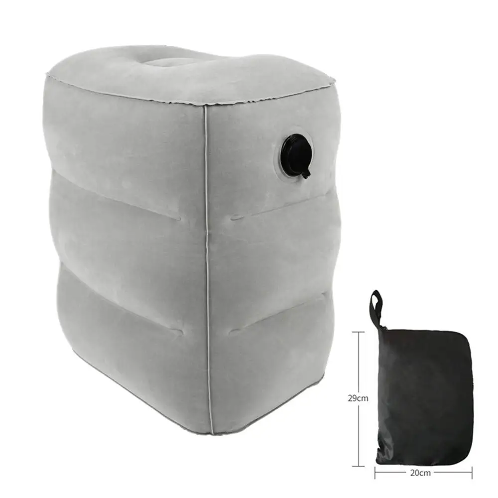 Adult Portable PVC flocking air inflatable travel car footrest for airplane