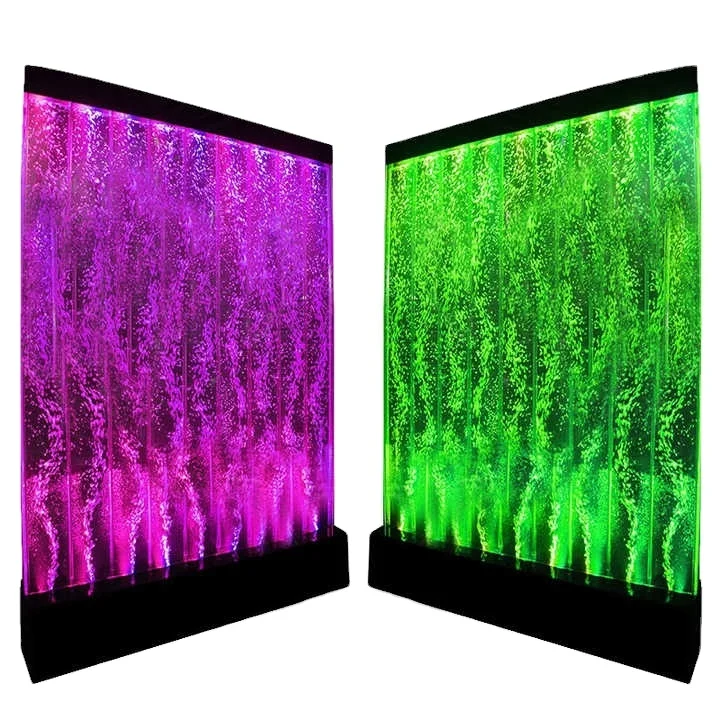 Custom Acrylic Bubble Wall Changeable Colorful Lights Air Bubble Screen Clear Acrylic Water Curtain Fountain