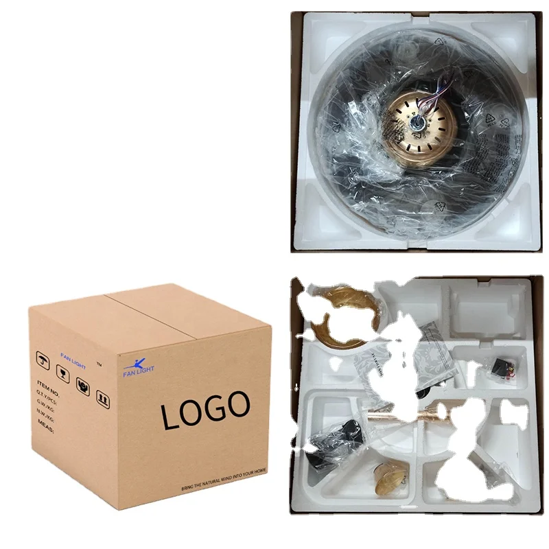 744C Luxury crystal fan light hidden blades 42 inch 110V 220V remote control for bedroom living room