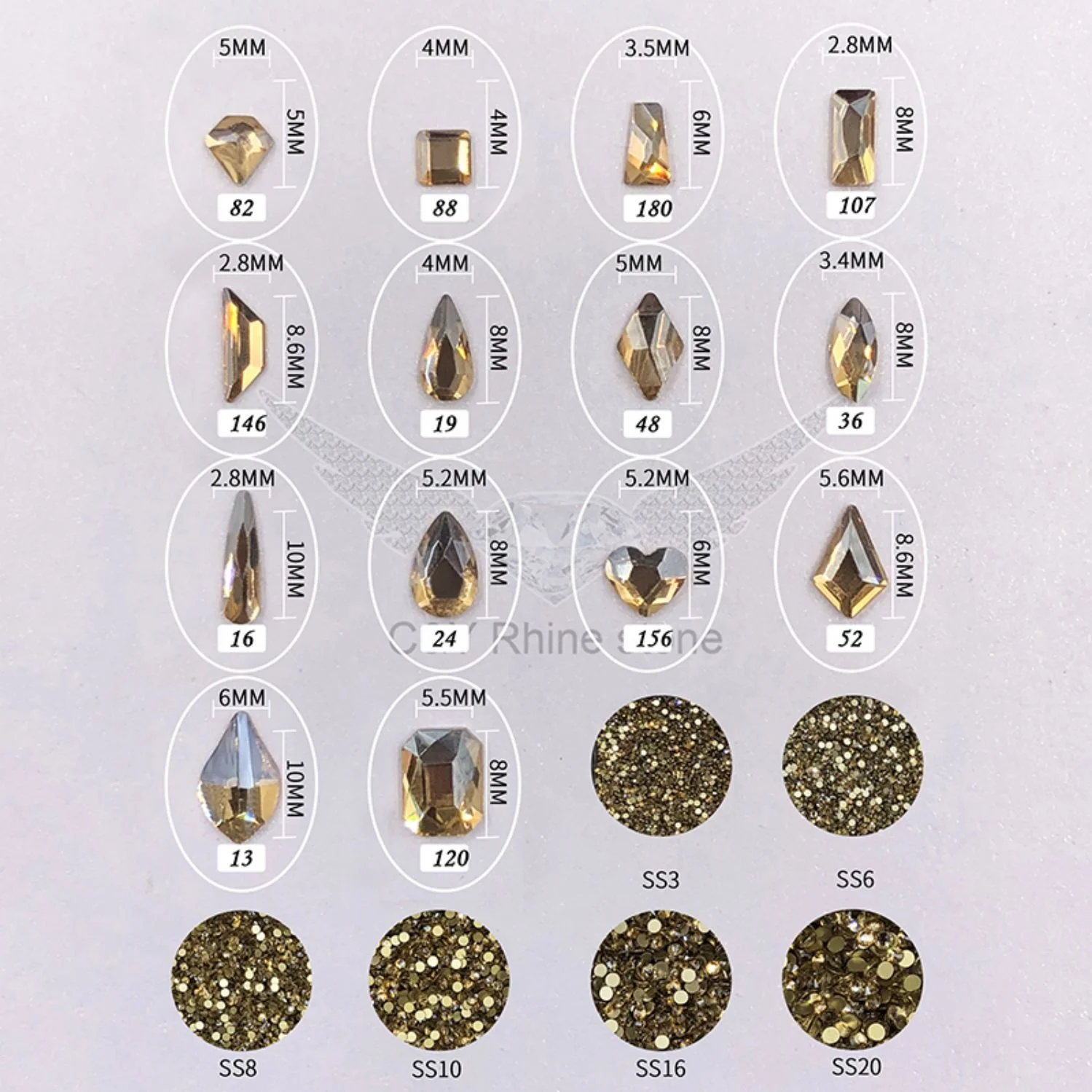 C&Y Custom Glass Rhinestone Top Set For Nails Flatback Design In Box Nail Rhinestones