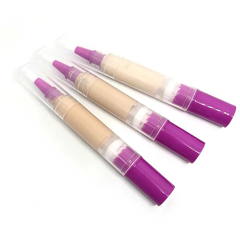 Three-dimensional Brightening And Blemish Concealer With Swivel Brush Rotated No Logo All-day Wear Waterproof Liquid Concealer