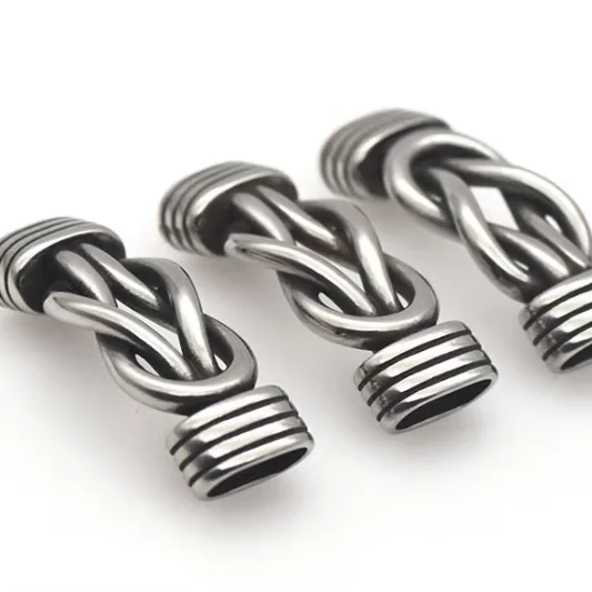 Retro style stainless steel twist wrist clasp connector for leather rope men titanium steel bracelet jewelry findings