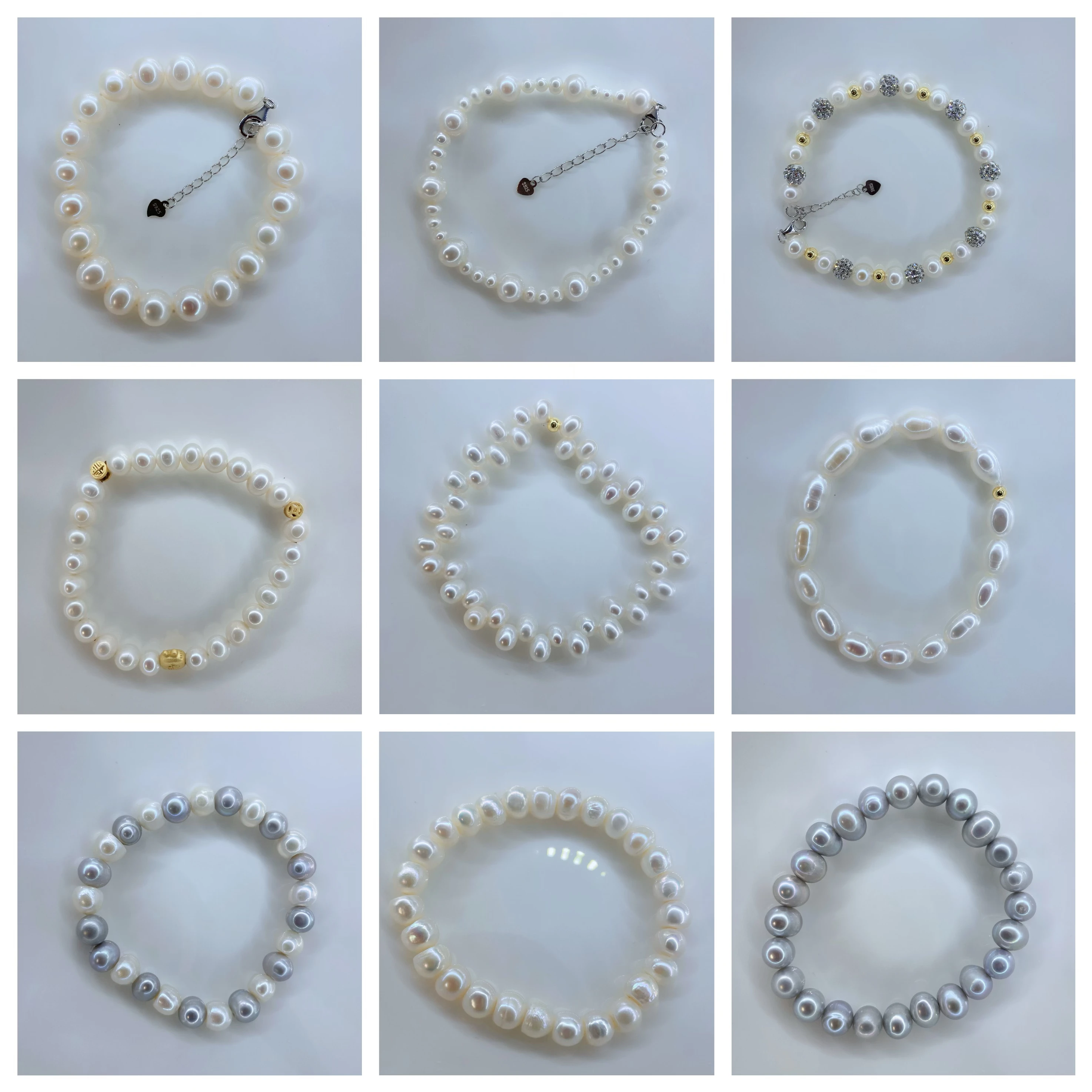 Natural Freshwater 925 Silver button Baroque pearl Round pearl bracelet Color bracelet 18cm in length For party wear daily wear