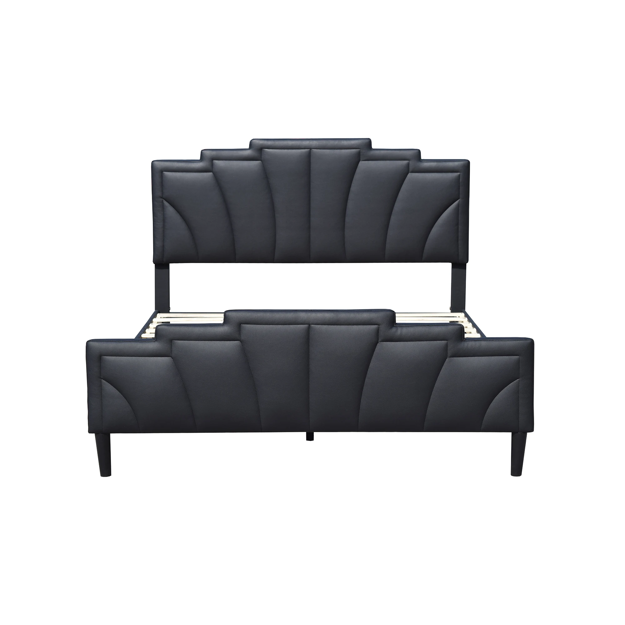 New Design American Style Queen Size Black Leather Bed Frame for Home Furniture