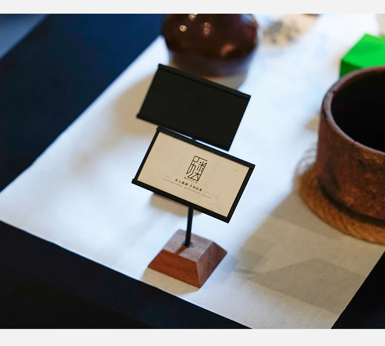 Factory Supply Vertical Metal Solid Wood Price Tag Dessert Label Display Stand Pop Sign Holder