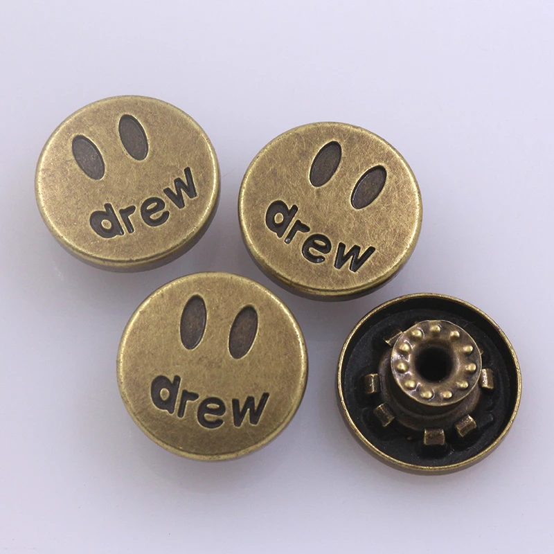 Заводская оптовая продажа, металлические пуговицы для джинсов 17 мм с рисунком счастливого лица на заказ
