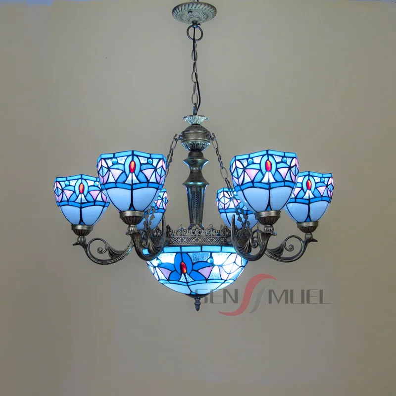 Mediterranean chandelier modern art deco lighting Tiffany style chandelier long chandelier