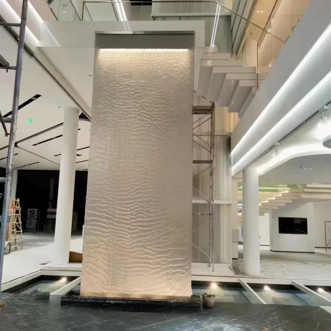 CHENYISHI OEM Custom Water Fountain Stone Cement Glass Stainless Steel Long Water Curtain with Steel Wire Indoor Outdoor Decor