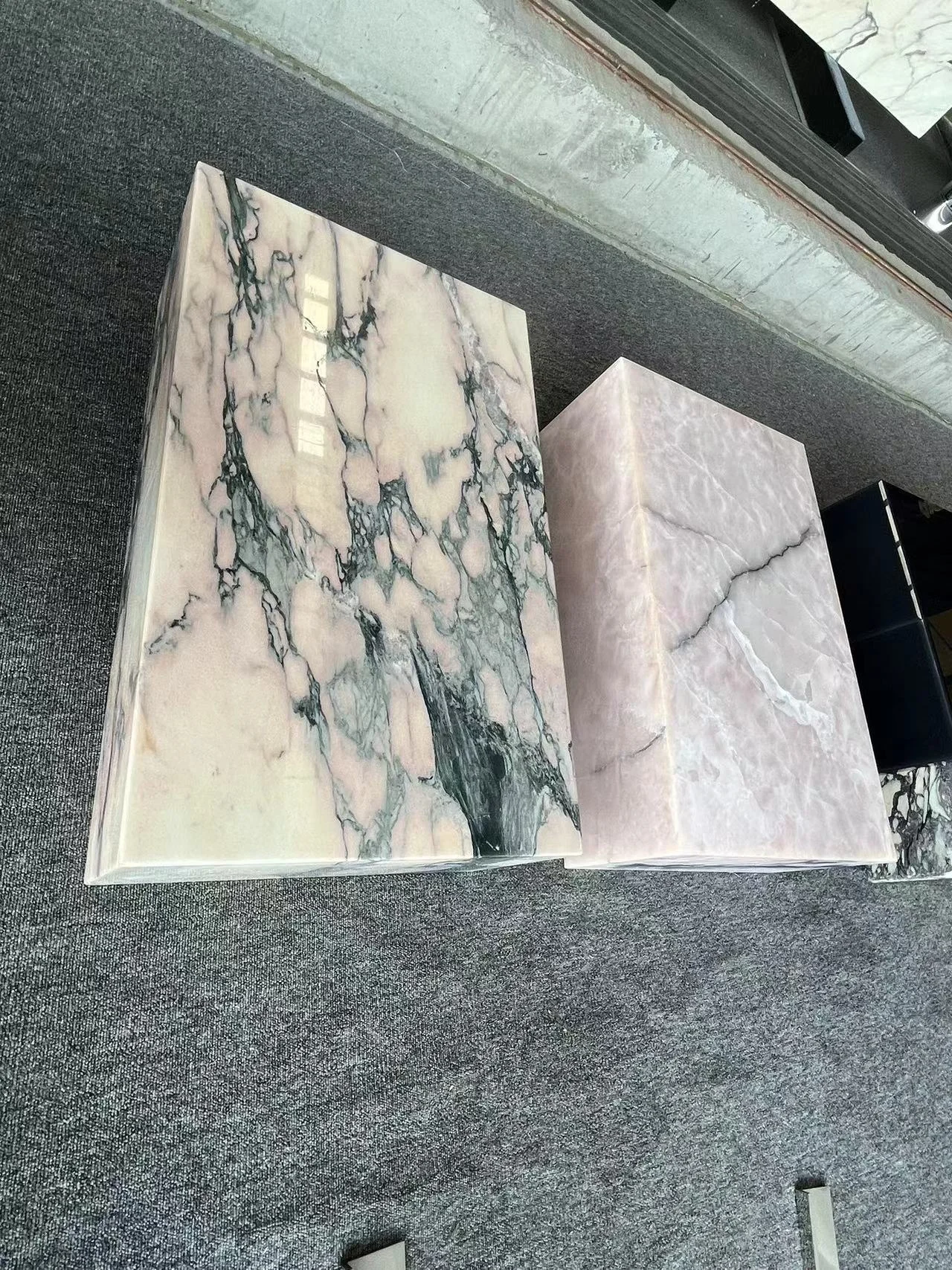 pink  marble coffee table low plinth  living room luxury natural customized calacatta violet marble coffee table