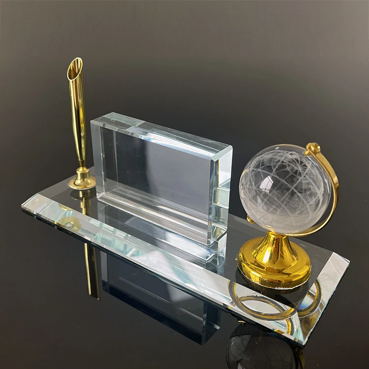 Laser Jesus Earth Globe Glass Crystal Pen Holder MH-B0344