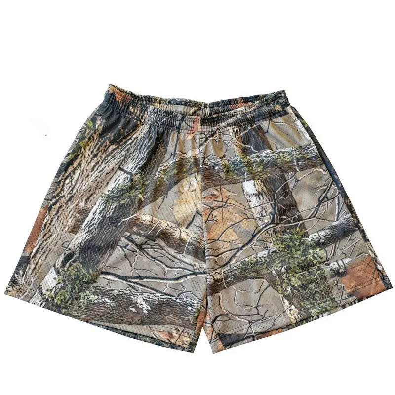 wholesale mesh shorts custom print high quality double layer mesh shorts camouflage polyester camo mesh shorts men