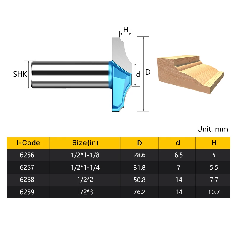 HUHAO double roman ogee router bit wood CLASSICAL PLUNGE BIT tungsten woodworking slotting router bit 6849