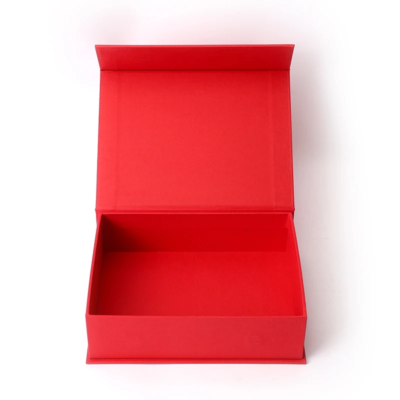 Custom Luxury Folding Magnetic Gift Box Red Foldable Magnet Hard Rigid Cardboard Packaging Box Clothing Shoe Paper Box