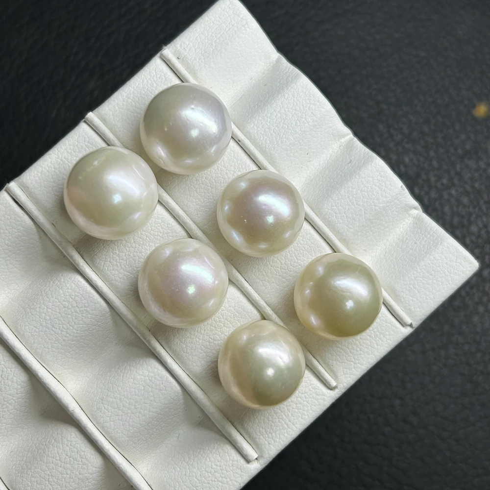 Big Size 12mm Natural Freshwater Pearl Half Hole Round White Beads for Earring