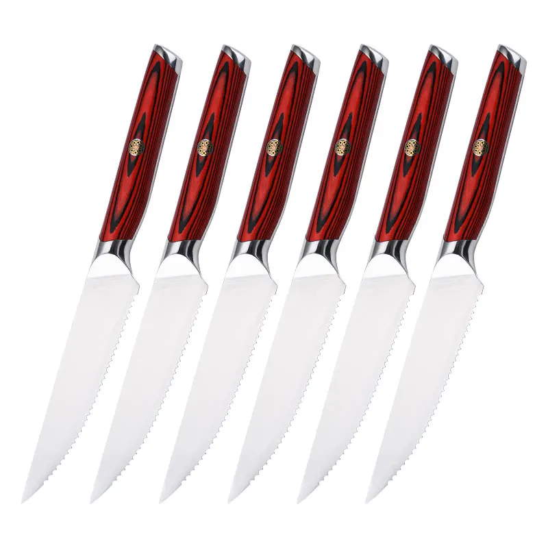 Steak Knives Set of 6 High Carbon Stainless Steel Steak Knives 4.5 Inch Ultra Sharp Serrated Steak Knife Set with G10