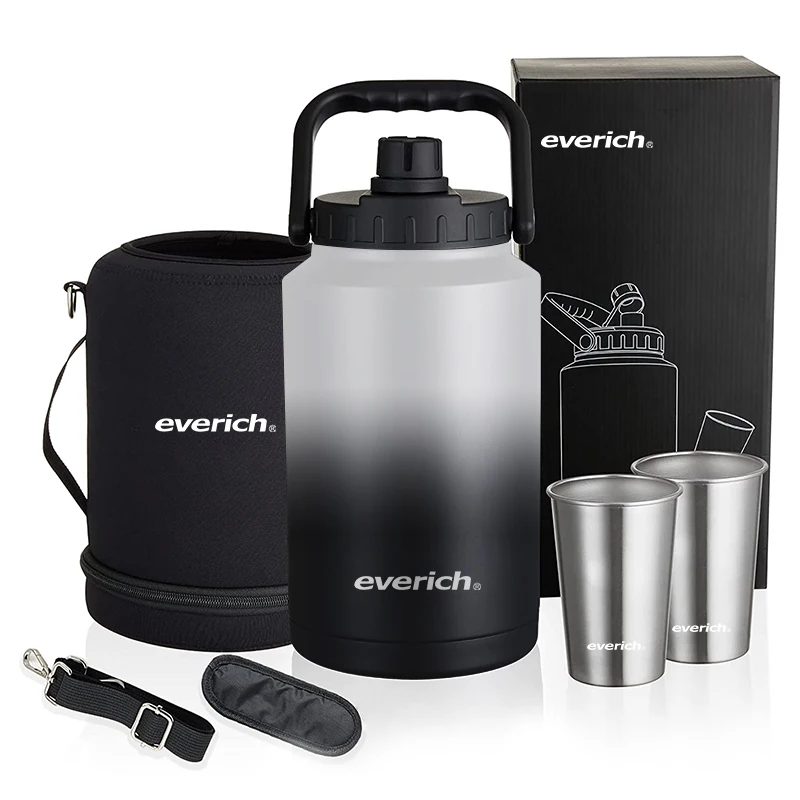 1 галлон 128 унций everich с двойными стенками из нержавеющей стали градиентная большая бутылка для пива водой пиво производитель крышкой ручкой