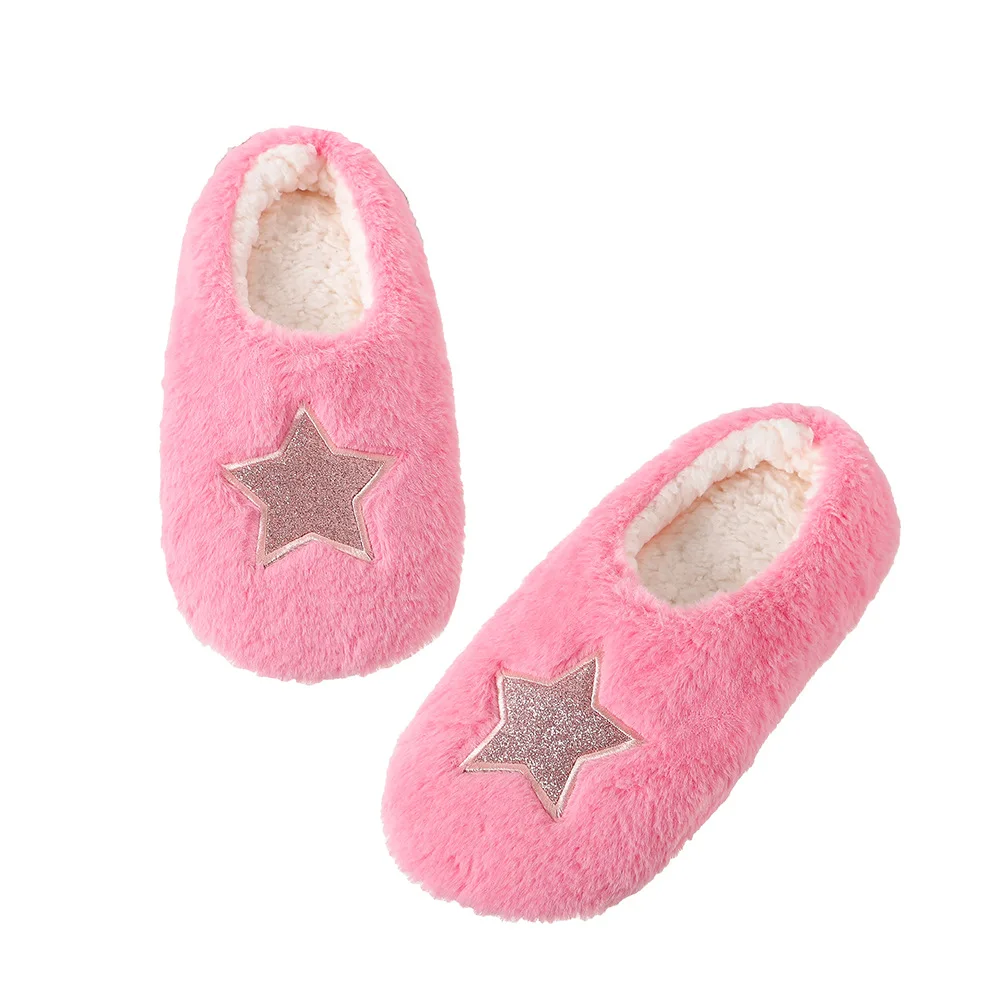 Thick warm Fuzzy Slippers for Women Indoor Fluffy Sherpa Lined house shoes socks non-slip soft soles Cozy Christmas gift