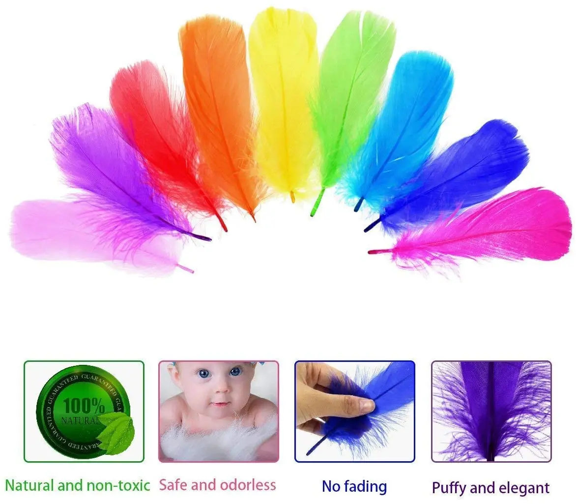 12 Pcs 6 Inches Colorful Small Goose Fluffy Feathers Decor Feather for DIY Craft Clothing Wedding Home Party Decorations
