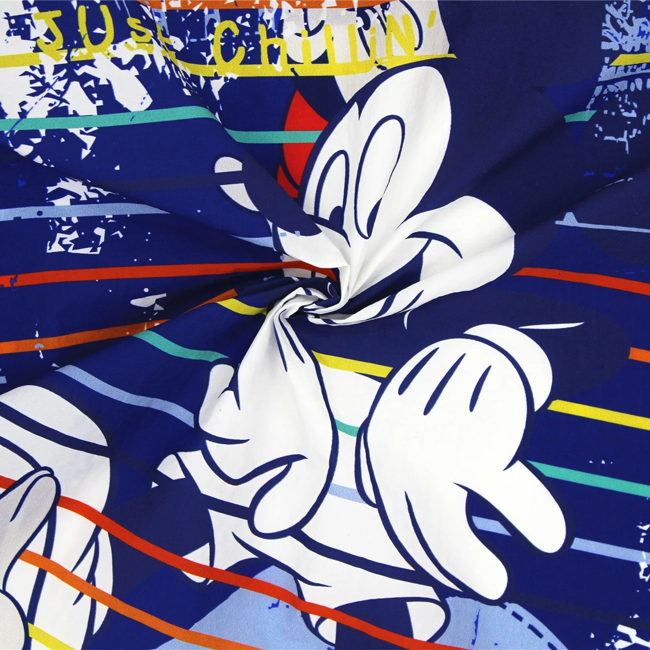 
40D Mickey Mouse Pattern Children Coats Horizontal Stripe 100% Nylon Digital Printed Fabric 