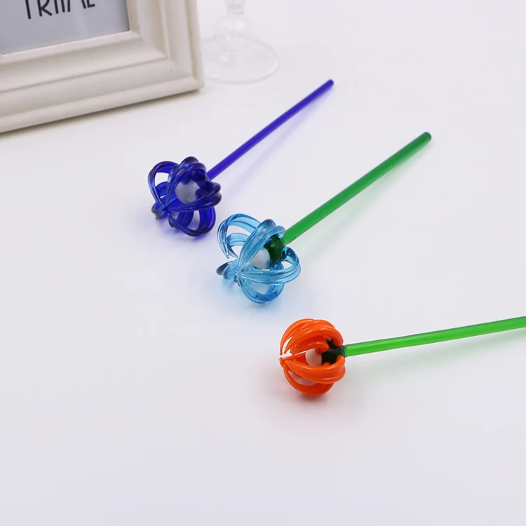 Delicate Handmade Craft Glass Long Stem Flower