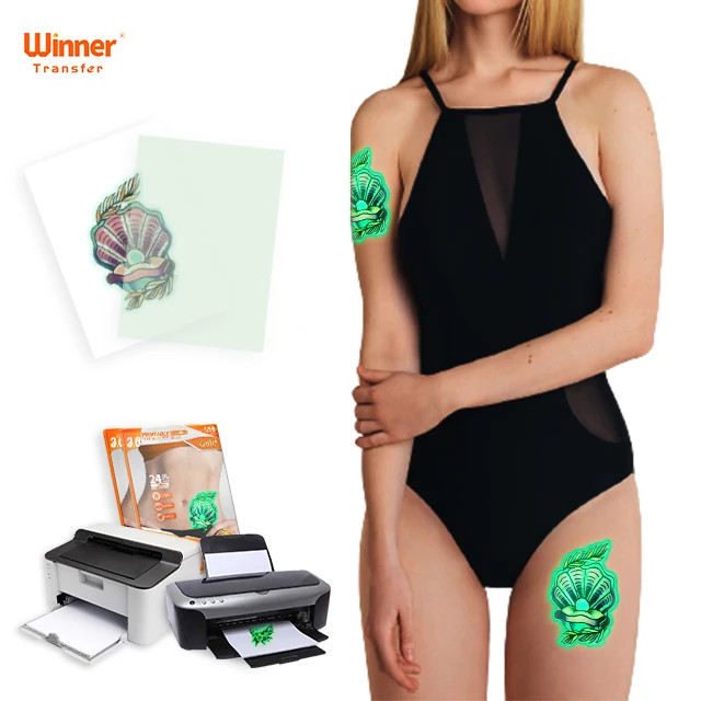 Winner Transfer US  transfer paper PRINTABLE Pearl Green tattoo paper for inkjet and laser printers
