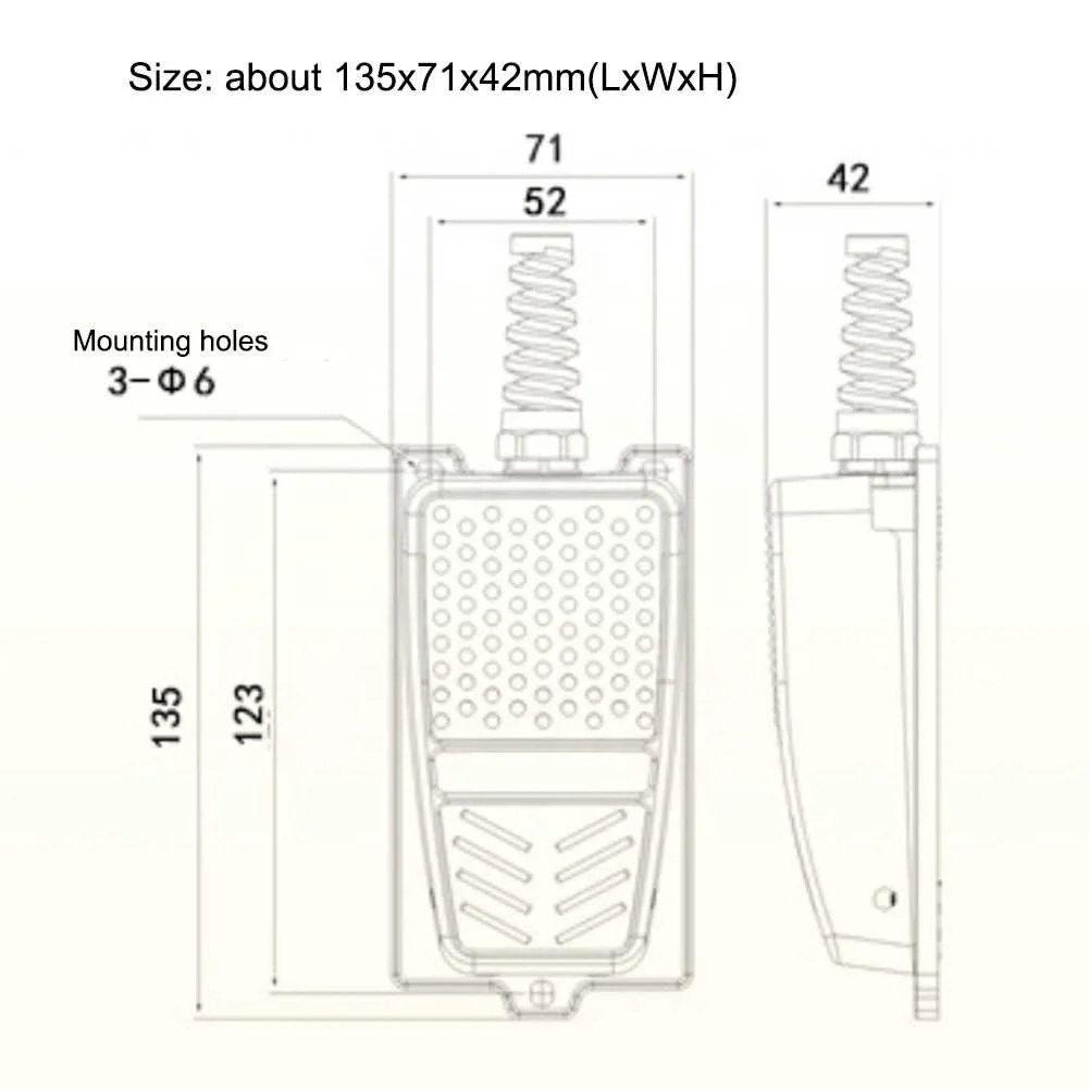 Durable Waterproof Industrial Tool Non Slip Foot Pedal Switch Electric 250V Aluminum Alloy With Cable Momentary Control Power
