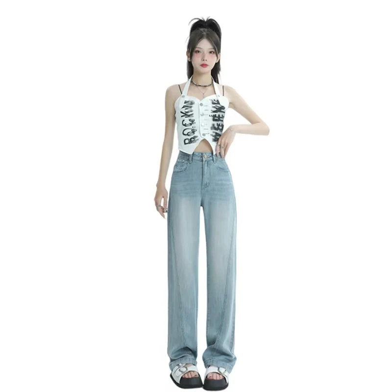whole stock new style  lyocell light color green environmental  loose and long wide-leg pants