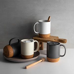 11 oz Ceramic Chocolate Milk Mug Novelty Tea Porcelain Coffee Cup with Cork Bottom and Spill Proof Lid Office Christmas Gifts