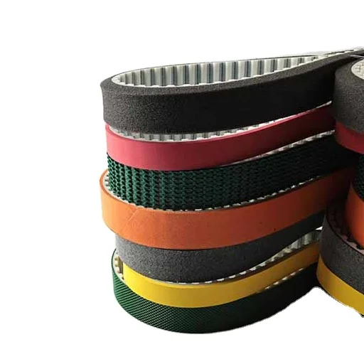 Custom high quality mega power pu timing belts with rubber coating or foams covering