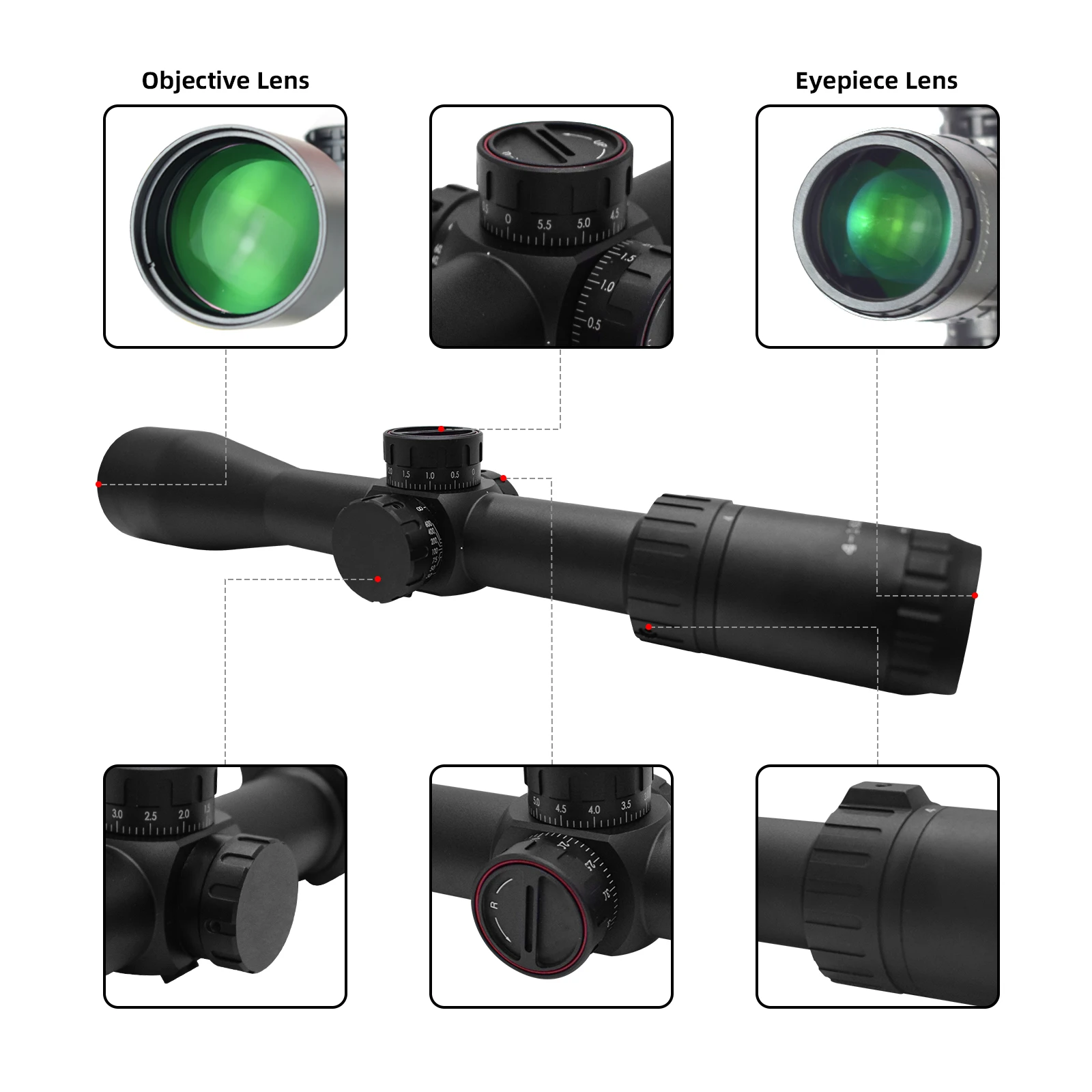 Outdoor Shockproof OEM ODM High Quality Manufacturer Factory 4-16 x 44 FFP Cross Sight Optics Scopes