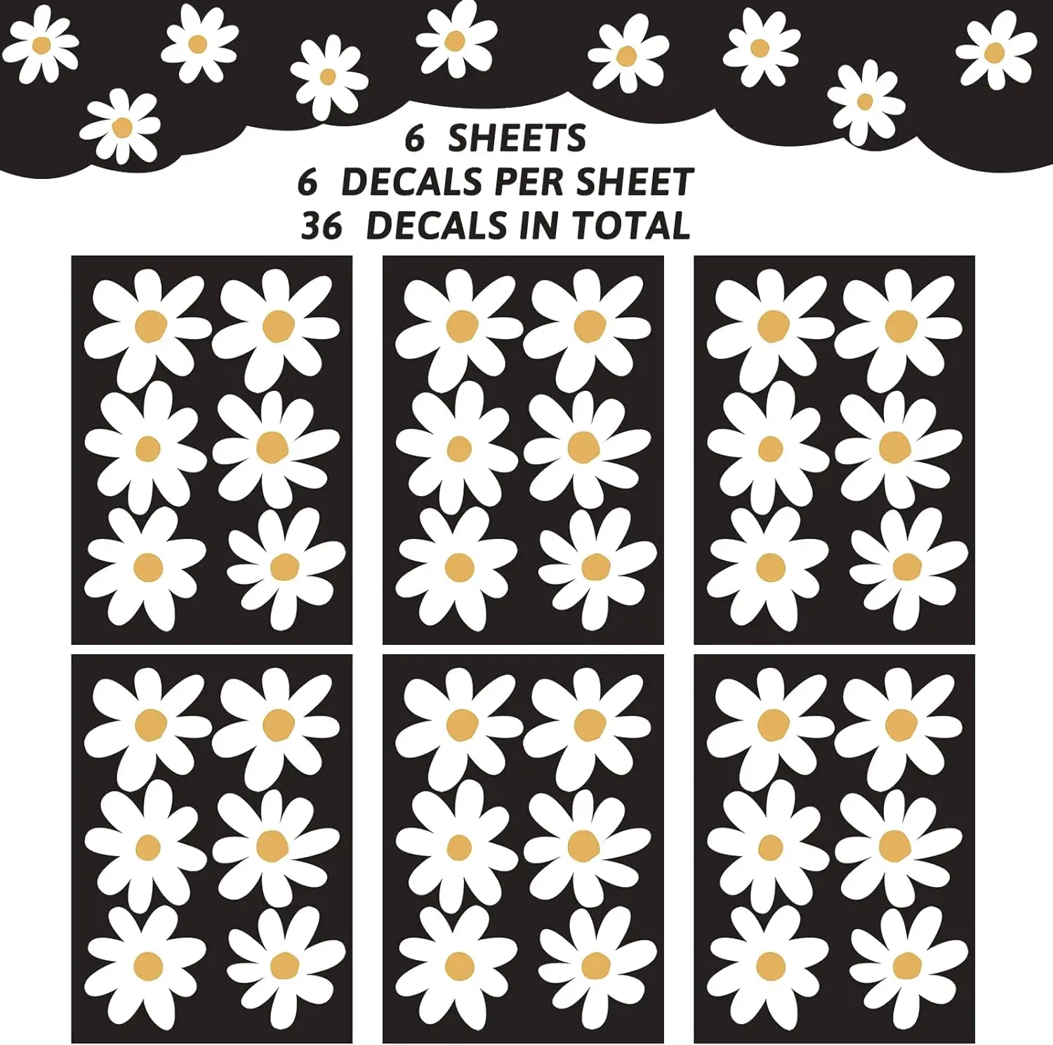 Daisy Wall Decal Flower Vinyl Wall Decals Floral Decals Peel and Stick Daisy Stickers for Kids Nursery Wall Art Bedroom