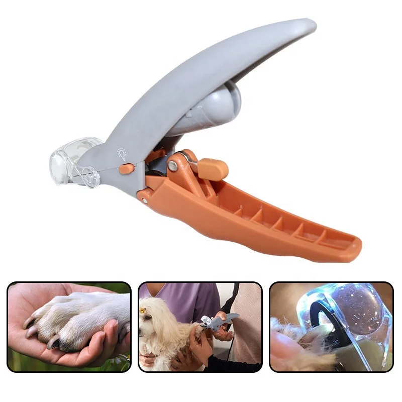 Household practical safety pet supplies LED light magnifying glass anti-cut blood line pet nail clippers