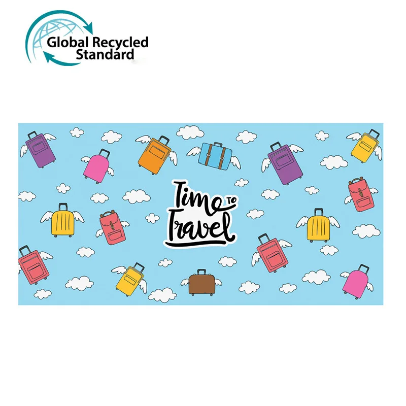 RPET bottle recycled polyester material custom sand free suede cartoon printed beach towels Microfiber towel for kids wholesale