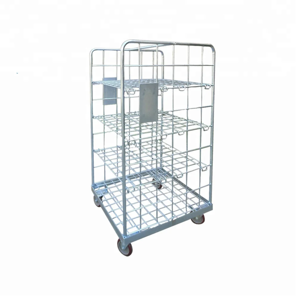 Foldable Steel Wire Mesh Material Warehouse Used Roll off Container Cage Trolley warehouse roll cages storage cart