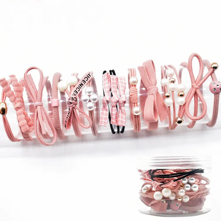 12Pcs Elastic Hair Tie Band for girl and woman Mix Styles Rubber Hair Accessories By Bag Packing