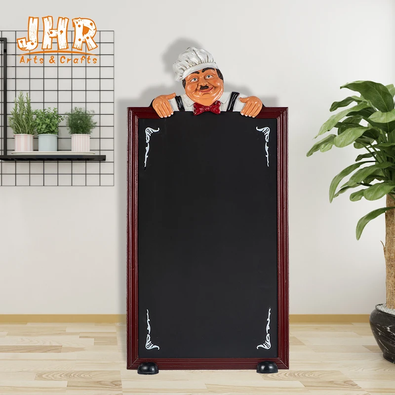 Factory Price Resin Italian Fat Chef Restaurant Figurines Mini Statue Welcome Board Ornaments for Table Decoration