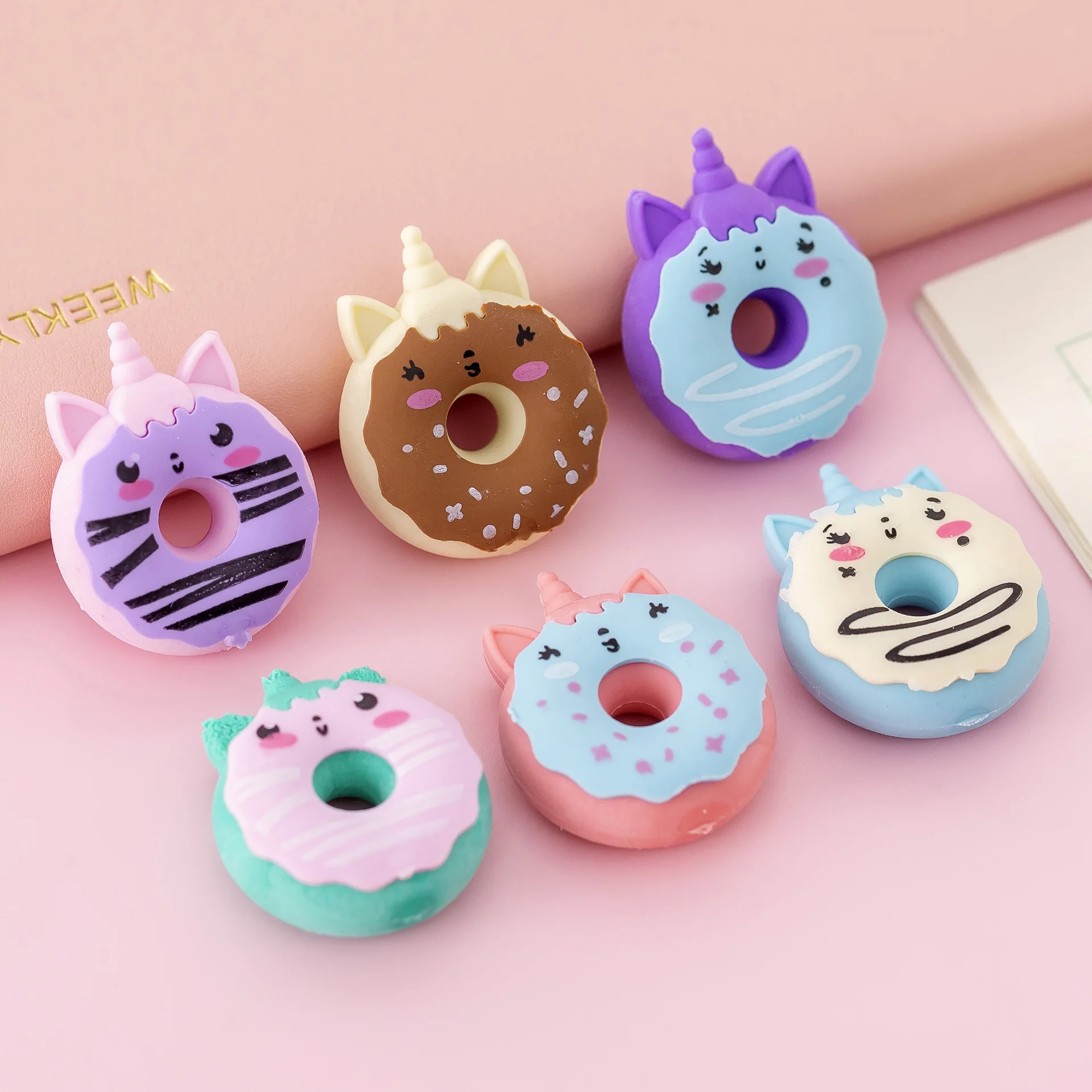 2023 Wholesale  Kawaii Donut Unicorn Cute Cartoon Random Erasers for  Student