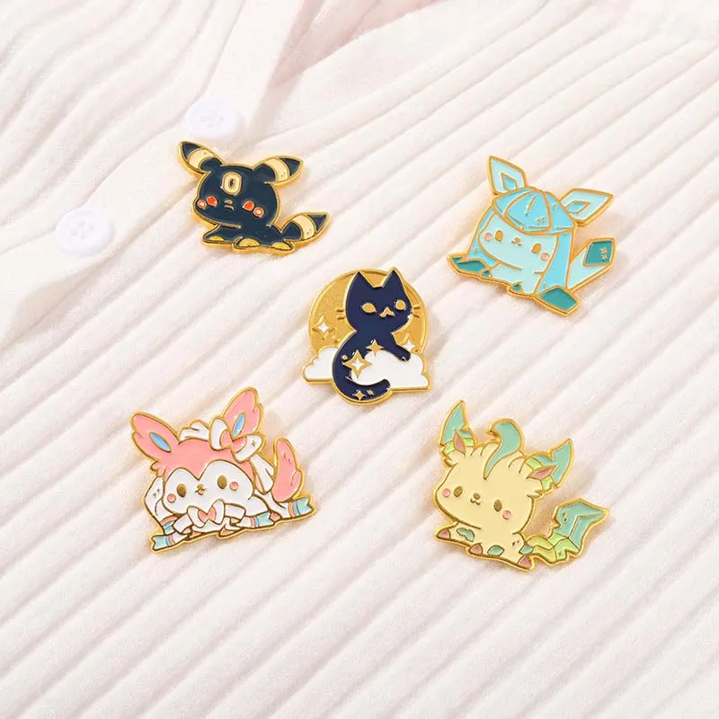 Cartoon kawaii Pikachu cat animal shape anime enamel pin cute unique hard metal lapel brooch pins for kids friends