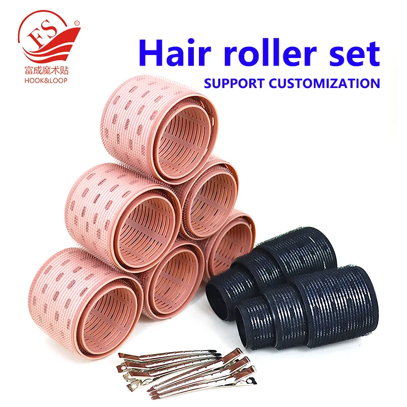 Factory direct sale 18pcs no heat plastic hair rollers set 3 sizes self grip nylon hair rollers with comb and pins