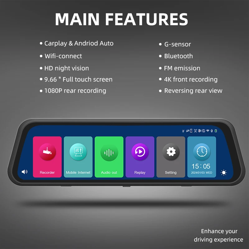 High Demand Dual Camera Car DVR 4K with Wide Angle for Long-Distance Travel