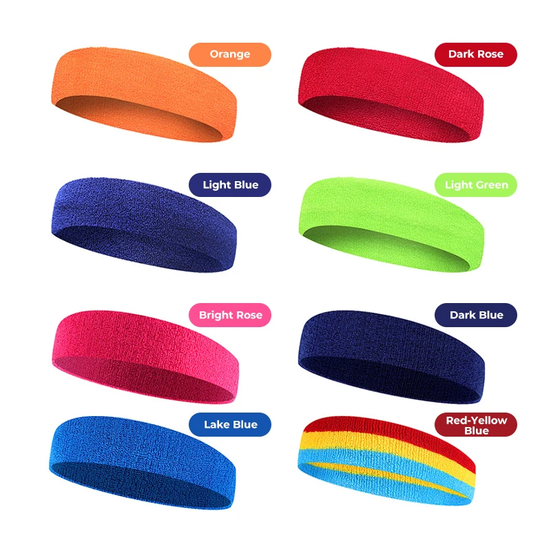 JuDing Unisex Cotton Sport Elastic Headband with Customized Logo Embroidered Cheap Cotton Headband Sweatband Women Men Wholesale
