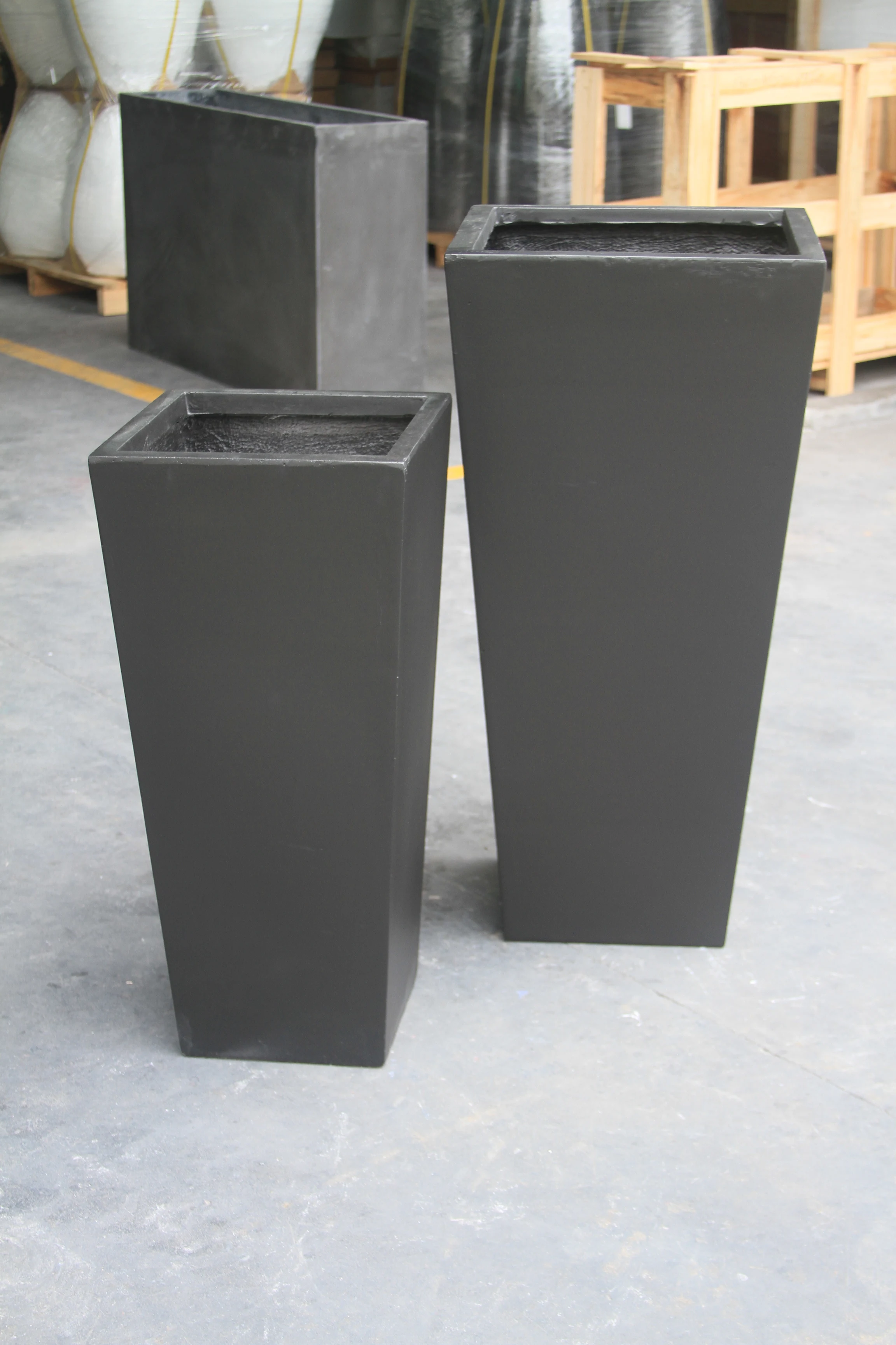 Handmade Sets of Taper Shape Cement Flower Pot with Original Green OEM Customized Europe Style POT Floor Color Plant