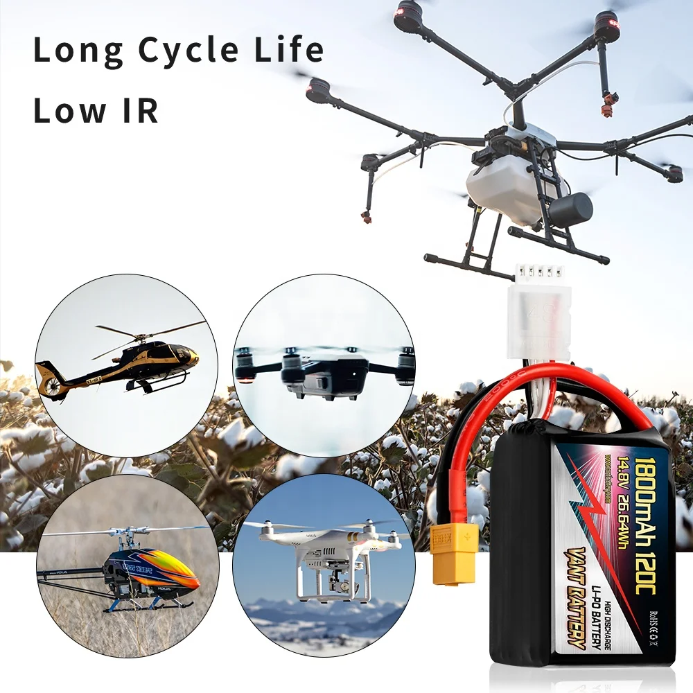 VANT FPV 1800mAh 14.8V 120C 4S1P Lipo Battery Pack drone rechargeable battery for RC toys boat