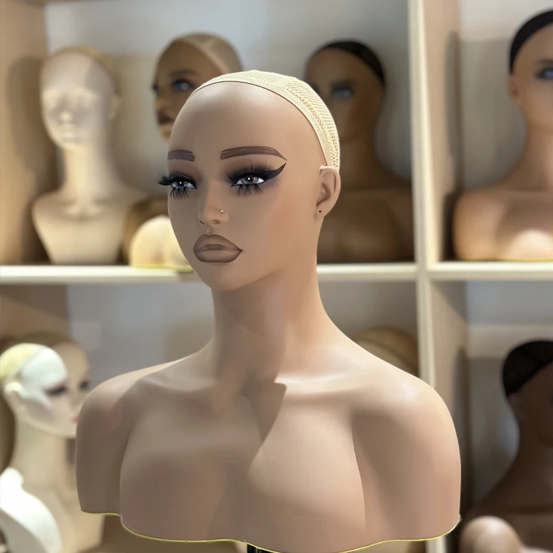 Practice Mannequin Head with Human Hair TKA Realistic Bust Black Brown Female Mannequin Head Wig Stand Display Mannequin Head