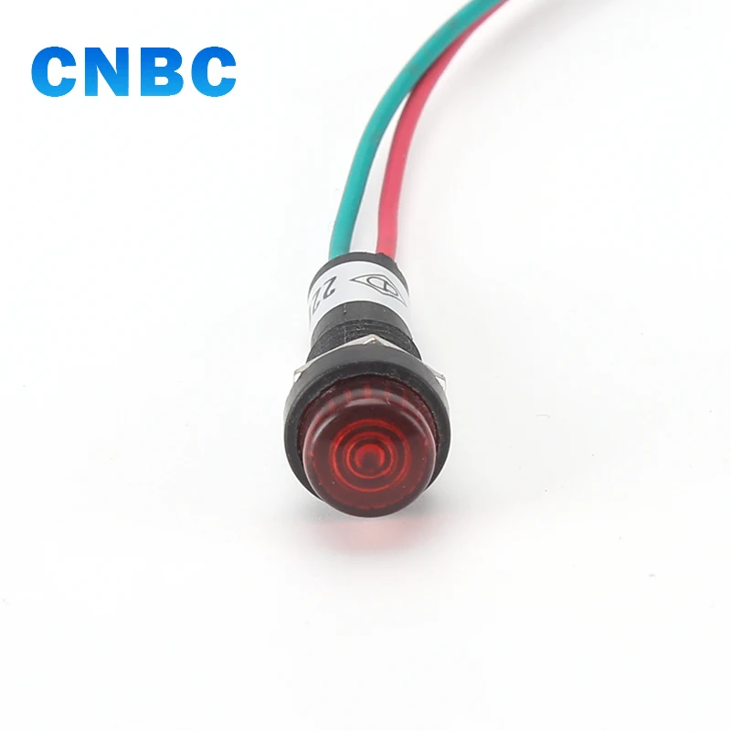 High quality 10mm diameter water heater red plastic  pilot light led indicator light 220v with wire