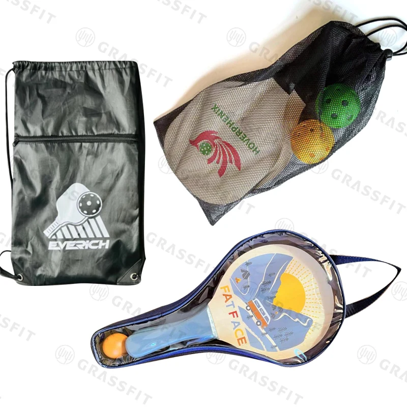 Wholesale UV Printing Custom Pattern Wooden Tennis Beach Game Sports Tennis Ball Racket Bat Set Game Ball Paddles Ball Toys