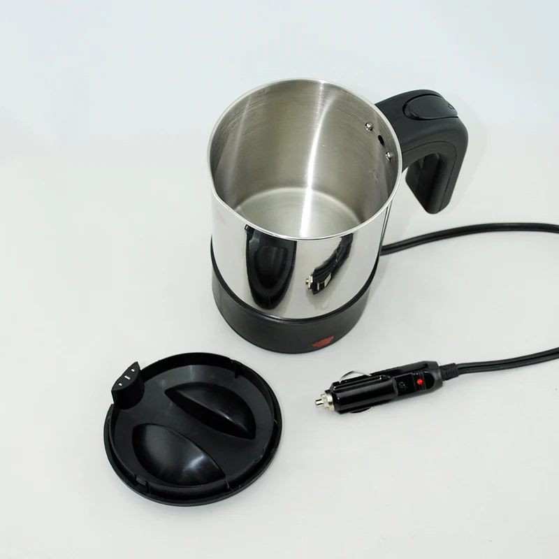 12v 24v Dual Voltage Adjustable 0.5 Litre Stainless Steel Car Truck Electric Kettle for Boiling Drinking Water
