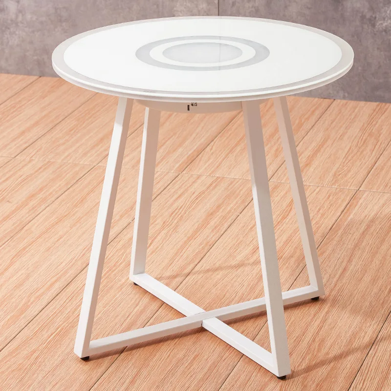  Touch Screen Smart Coffee Table with LED Lights Tempered Glass Top HiFi Music Sided for Living Room Apartment Party