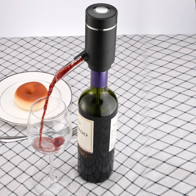 Black food grade electric wine aerator and dispenser wholesale stainless steel smart wine pourer